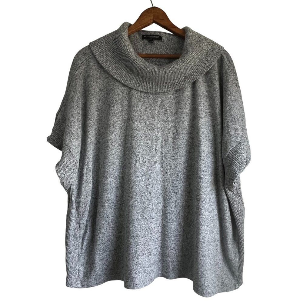 Banana Republic Sweater Poncho Gray Cowl Neck Oversized Knit Pullover XS/S
